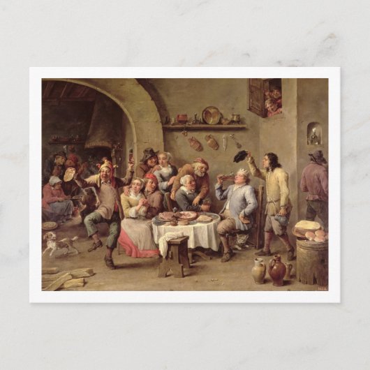 カーニバル: 'Le Roi Boit', 1690 (銅油) ポストカード (正面)