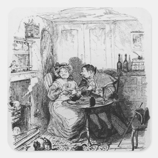 カーニブンブンいう音ーー夫妻がお茶を飲む スクエアシール (正面)