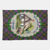 カーネギーわらぶきコテージ&タータンチェック パーソナライズされた キッチンタオル (横)