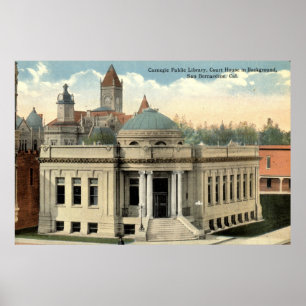 カーネギー図書館のSan Bernardinoカリフォルニアのヴィンテージc1915 ポスター