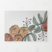 カーネモダンーション花模様ボタニカルイ結婚ンク 三つ折り招待状 (カバー)