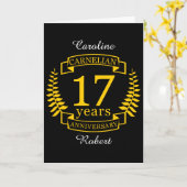 カーネリアン宝石の結婚記念日17周年 カード (黄色い花)