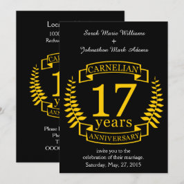 カーネリアン宝石の結婚記念日17周年 招待状