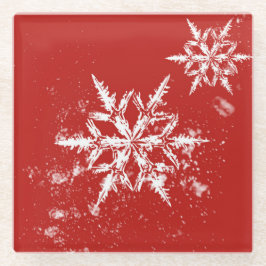 カーネリアン赤スノーフレークガラスコースター ガラスコースター