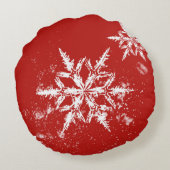 カーネリアン赤スノーフレーク丸い冬の枕 ラウンドクッション (裏面)