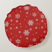 カーネリアン赤スノーフレーク丸い枕 ラウンドクッション (裏面)