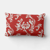 カーネリアン赤ダマスクアクセント枕 ランバークッション (裏面)