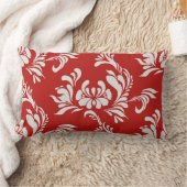 カーネリアン赤ダマスクアクセント枕 ランバークッション (ブランケット)