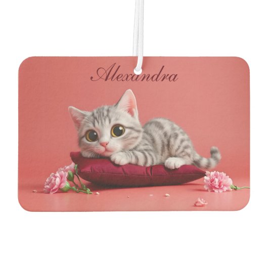 カーネーションが登場するかわいい1月ねこ カーエアーフレッシュナー (裏面)