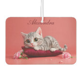 カーネーションが登場するかわいい1月ねこ カーエアーフレッシュナー (正面)