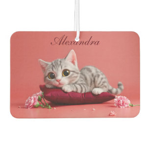 カーネーションが登場するかわいい1月ねこ カーエアーフレッシュナー