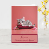 カーネーションが登場するかわいい1月ねこ カード (黄色い花)