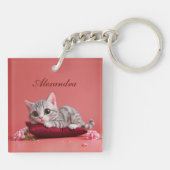 カーネーションが登場するかわいい1月ねこ キーホルダー (裏面)