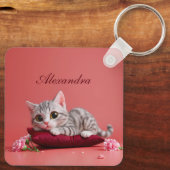 カーネーションが登場するかわいい1月ねこ キーホルダー (裏面)