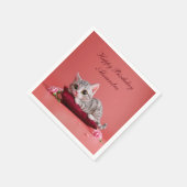 カーネーションが登場するかわいい1月ねこ スタンダードカクテルナプキン (角)