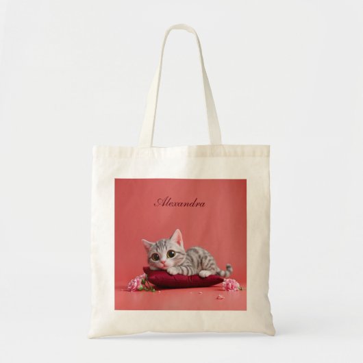 カーネーションが登場するかわいい1月ねこ トートバッグ (正面)