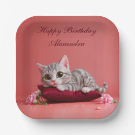 カーネーションが登場するかわいい1月ねこ ペーパープレート