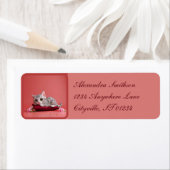 カーネーションが登場するかわいい1月ねこ ラベル (インサイチュ)