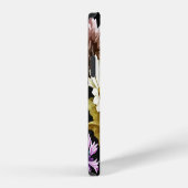 カーネーションとカモミールの花、黒の柄 iPhoneケース (右側面)
