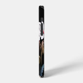 カーネーションとカモミールの花、黒の柄 iPhoneケース (左側面)