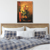 カーネーションとバラとボトル，ヴィンス キャンバスプリント (インサイチュ (寝室))