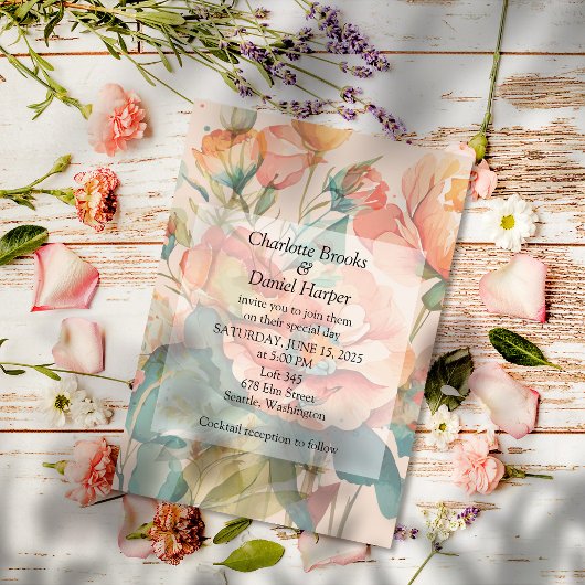 カーネーションと野草 招待状