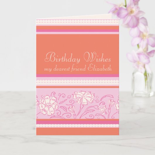 カーネーションのオレンジとピンクの友人の誕生日 カード (蘭)