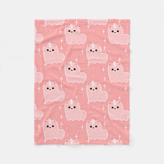 カーネーションのピンクの柔らかいユニコーンの輝き フリースブランケット (正面)