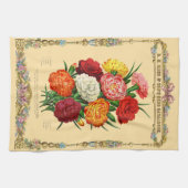 カーネーションのレトロなヴィクトリア時代の植物画 キッチンタオル (横)