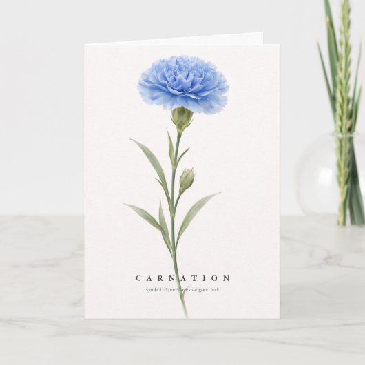 カーネーションの植物画 愛と幸運のシンボル カード (正面)
