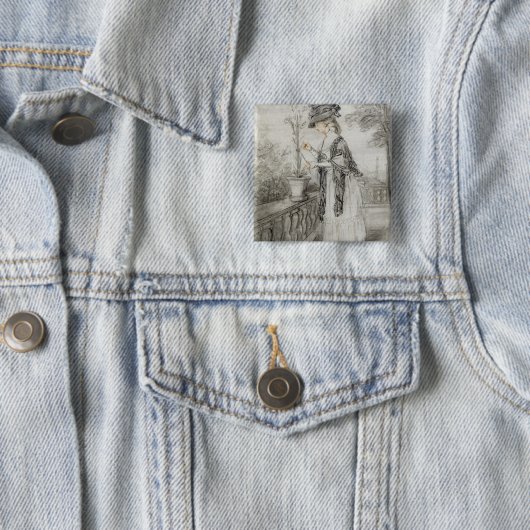 カーネーションの植物(黒をがちである台地の女性 缶バッジ (インサイチュ)