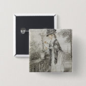 カーネーションの植物(黒をがちである台地の女性 缶バッジ (正面&裏面)