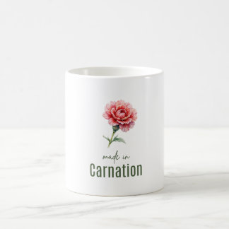 カーネーションの水彩画のカップ 1月の誕生花 コーヒーマグカップ