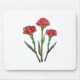 カーネーションの水彩画の絵画 マウスパッド