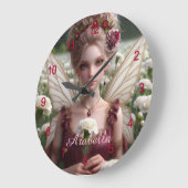 カーネーションの美しい1月の妖精 ラージ壁時計 (傾斜)