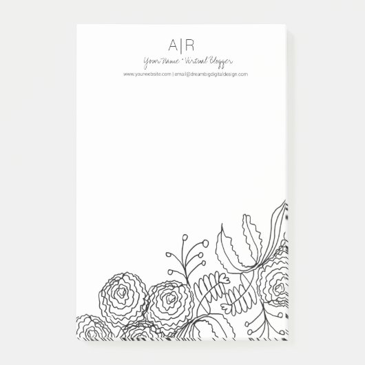 カーネーションの花のボタニカルアート ポストイット (正面)