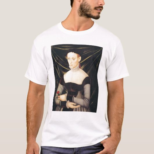 カーネーションを持つ女性 Tシャツ (正面)