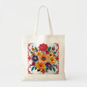 カーネーションエナジースピンクレッド&ホワイト5D油絵を描 トートバッグ (正面)