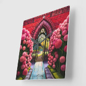 カーネーションズの門：シークレットガーデンへようこそ スクエア壁時計 (傾斜)