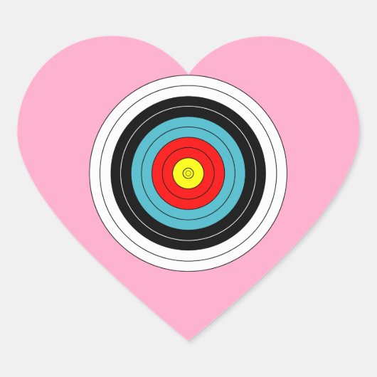 カーネーションピンクのスポーツアーチェリーターゲットハート ハートシール (正面)