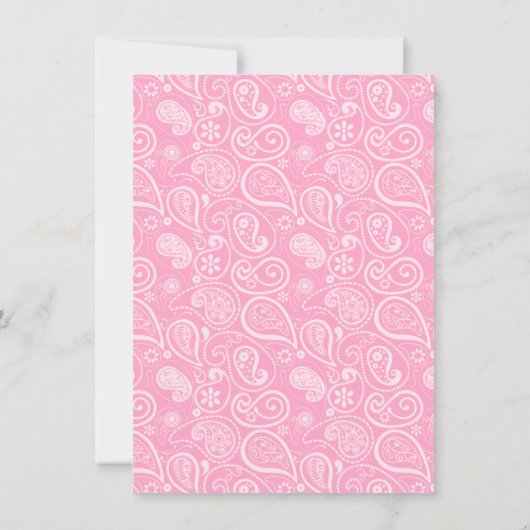 カーネーションピンクペイズリー;ヴィンテージシャルボードルック 招待状 (裏面)