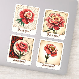 カーネーションフラワーグルーヴィレトロ パーソナライズされた シール