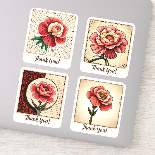 カーネーションフラワーグルーヴィレトロ パーソナライズされた シール (詳細)