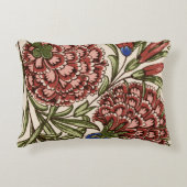 カーネーションフラワータイルアンティーク素朴アート アクセントクッション (正面)