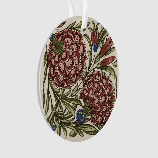 カーネーションフラワータイルアンティーク素朴アート オーナメント (正面)