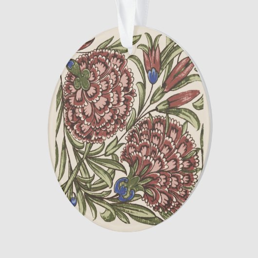 カーネーションフラワータイルアンティーク素朴アート オーナメント (正面)