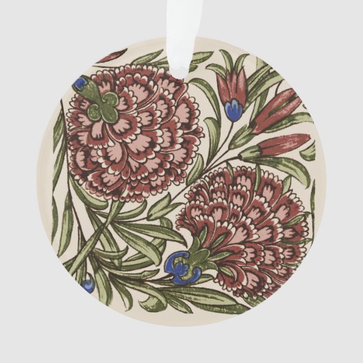 カーネーションフラワータイルアンティーク素朴アート オーナメント (正面)