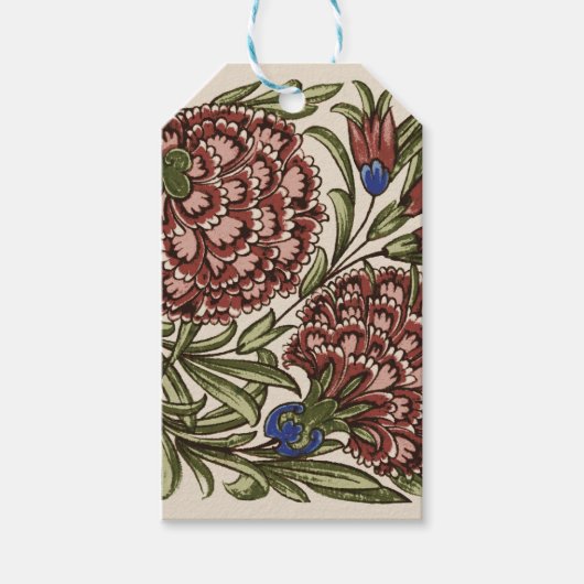 カーネーションフラワータイルアンティーク素朴アート ギフトタグ (正面)