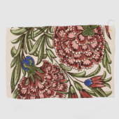 カーネーションフラワータイルアンティーク素朴アート ゴルフタオル (横)