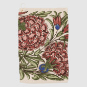 カーネーションフラワータイルアンティーク素朴アート ゴルフタオル (正面)